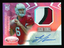 LOGAN THOMAS 2014 CERTIFIED FRESHMAN FABRIC RED CARDINALS PATCH AUTO RC #/249