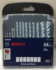 New Bosch 14 Piece Brick & Block Rotary Drill Bit Set BM5000