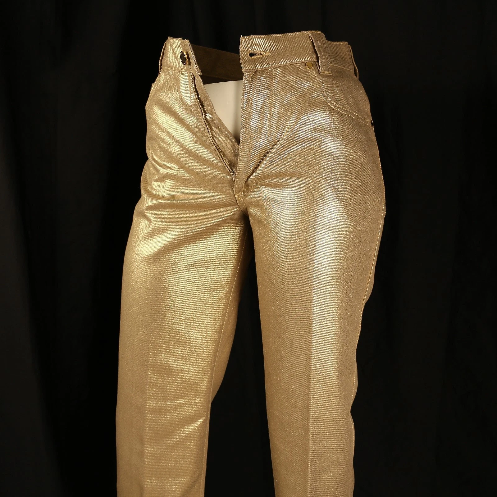 Versace — VERSACE Gianni Italy New Gold Metallic Shinny Solid Women Jeans Pants Size S 30