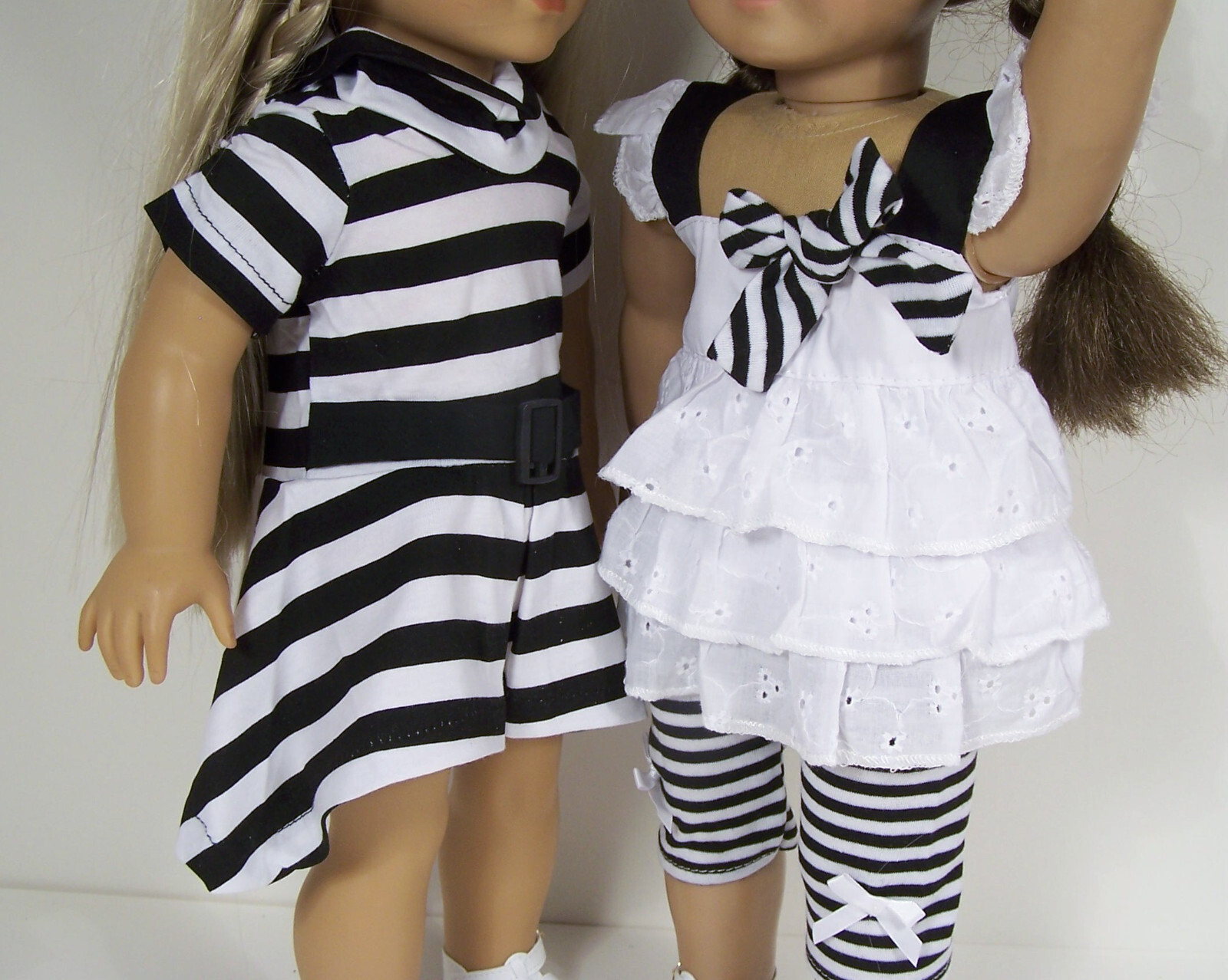 3pc Black White Dress Shirt Capri Pants Doll Clothes For 18 American Girl (Deb)