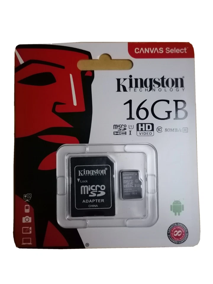  KINGSTON MEMORY CARD 16GB CLASS 10. 100Mb/s NUOVO - Immagine 2 di 2