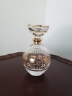 Lead Crystal Perfume Bottle With Flower Stopper And Gold Design, Made In Italy — photo 1
