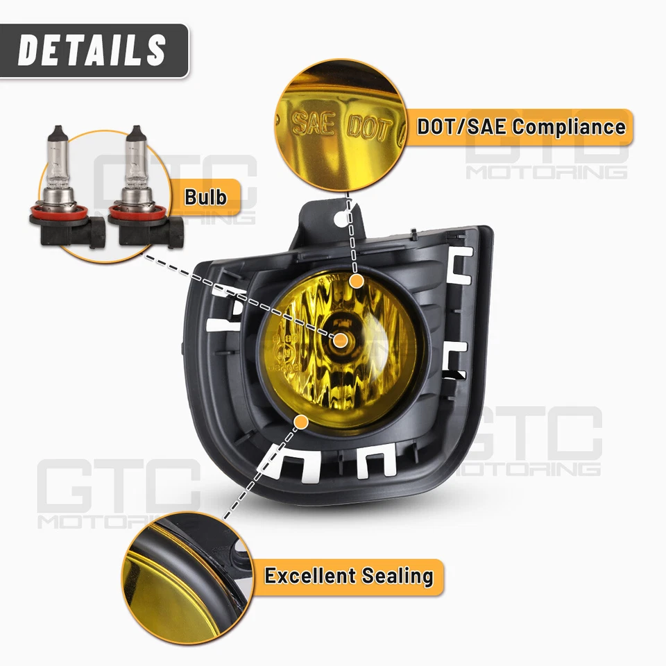 Fog Lights For 2014 2015 2016 Scion tC Yellow Glass Lens Bumper Lamps  - Imagem 3 de 4