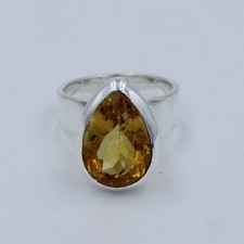 Natural Citrine Rose Cut 925 Silver Ring All Sizes Available Mother's Day