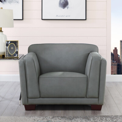 Hydeline Marshall Top Grain Leather Chair, Memory Foam and Springs Seating