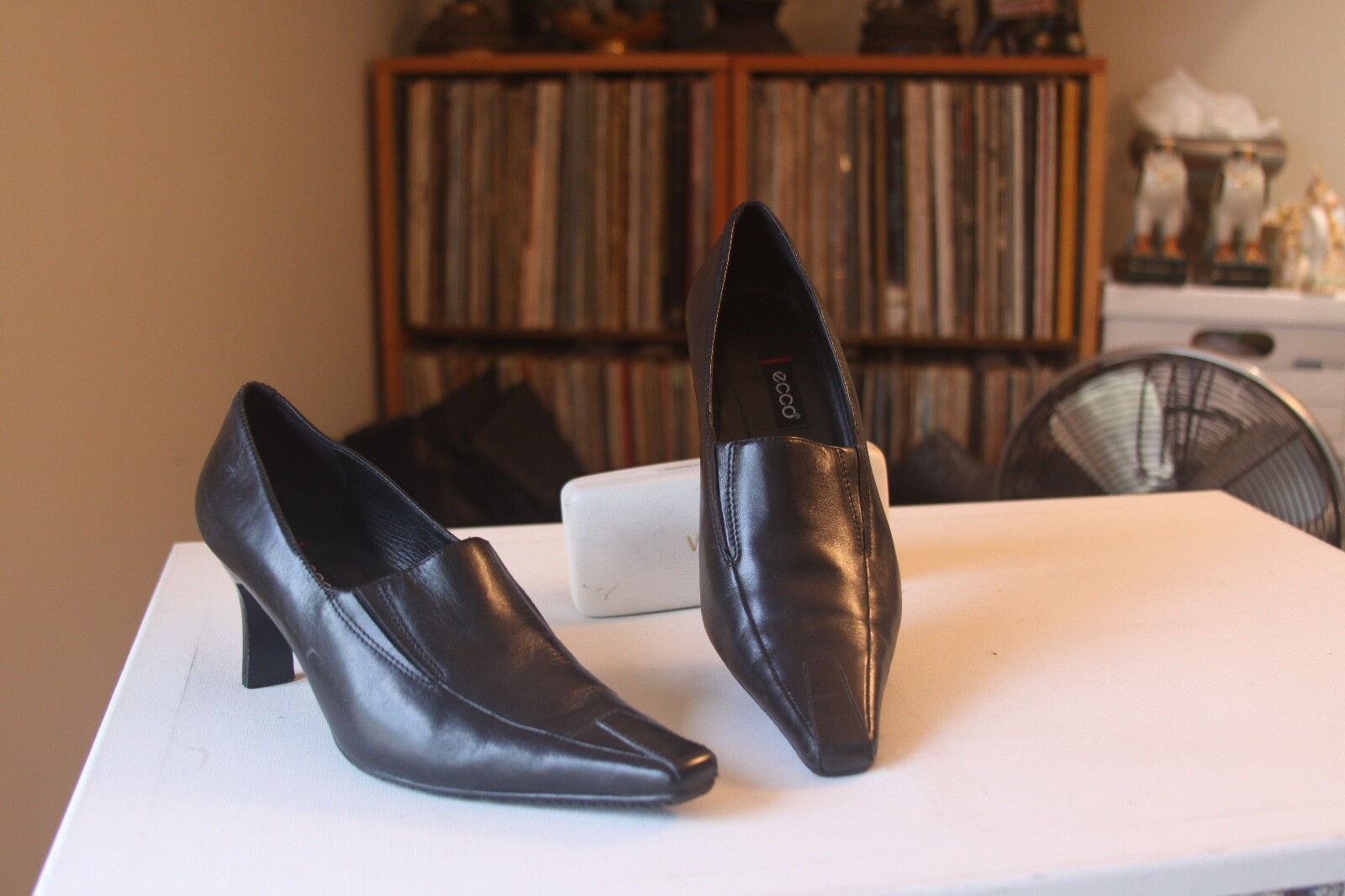 Ecco 38 265922 Black Leather 2 3/4 Inch Heel Square Toe Pumps EUR Size 38 |  eBay