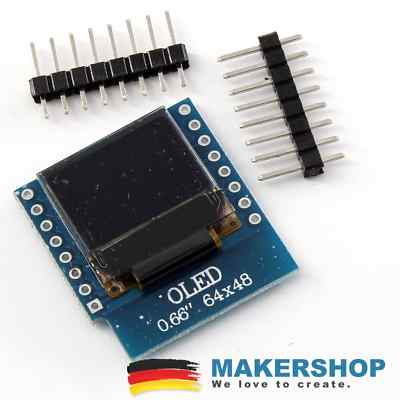 OLED Shield 0,66  für D1 WeMos mini 64X48 IIC/I2C SSD1306 Nodemcu Lua Display