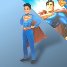 DC Superman Rubies Size Medium 7-8 Child Costume Jumpsuit With Cape