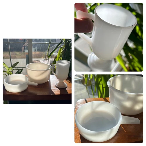Milk Glass Bowls Mug Glasbake Glassware Lot Vintage