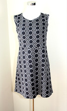 NWT LOFT (Ann Taylor) Sleeveless Knit Dress Black Gray White Circles Sz. 10P #04