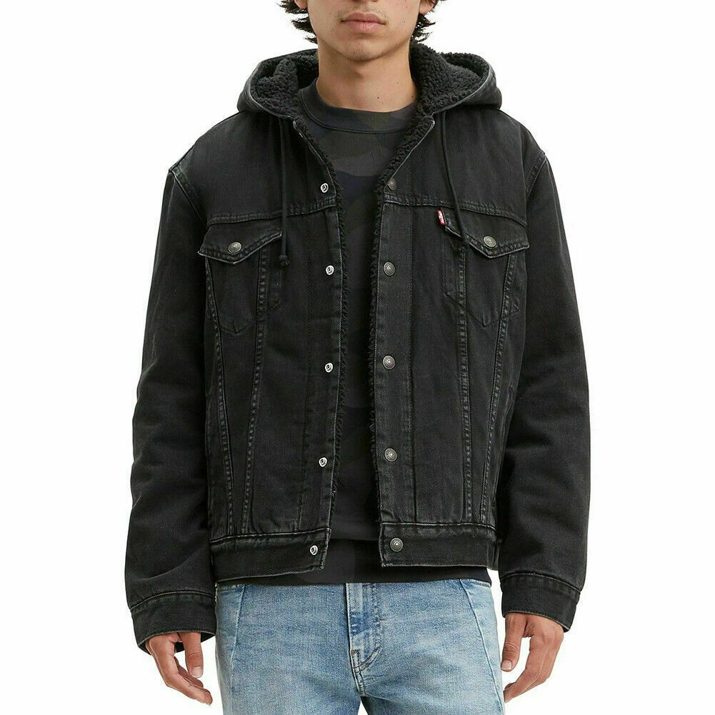 Levis Mens Denim Sherpa Lined Hooded Jean Jacket Pocket Drawstring 85244000
Opens in a new window or