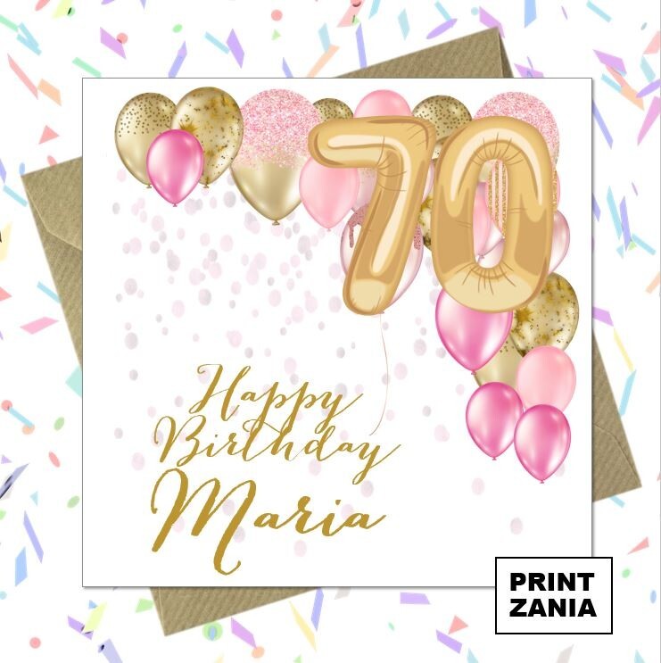 Personalised 70th Birthday Card Women Men Wife Husband Mum Mom Nan Grandma Sister In Law Friend - Foto 6