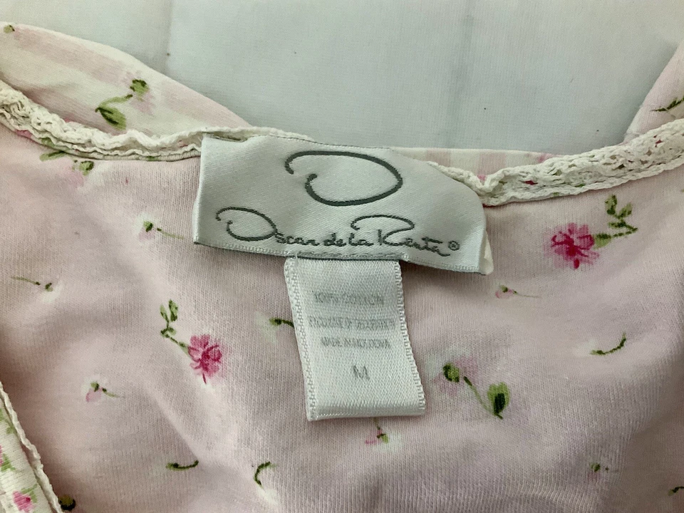 Conjunto corto de pijama vintage Oscar de la Renta para mujer-M rosa mini floral algodón Foto 3 de 4