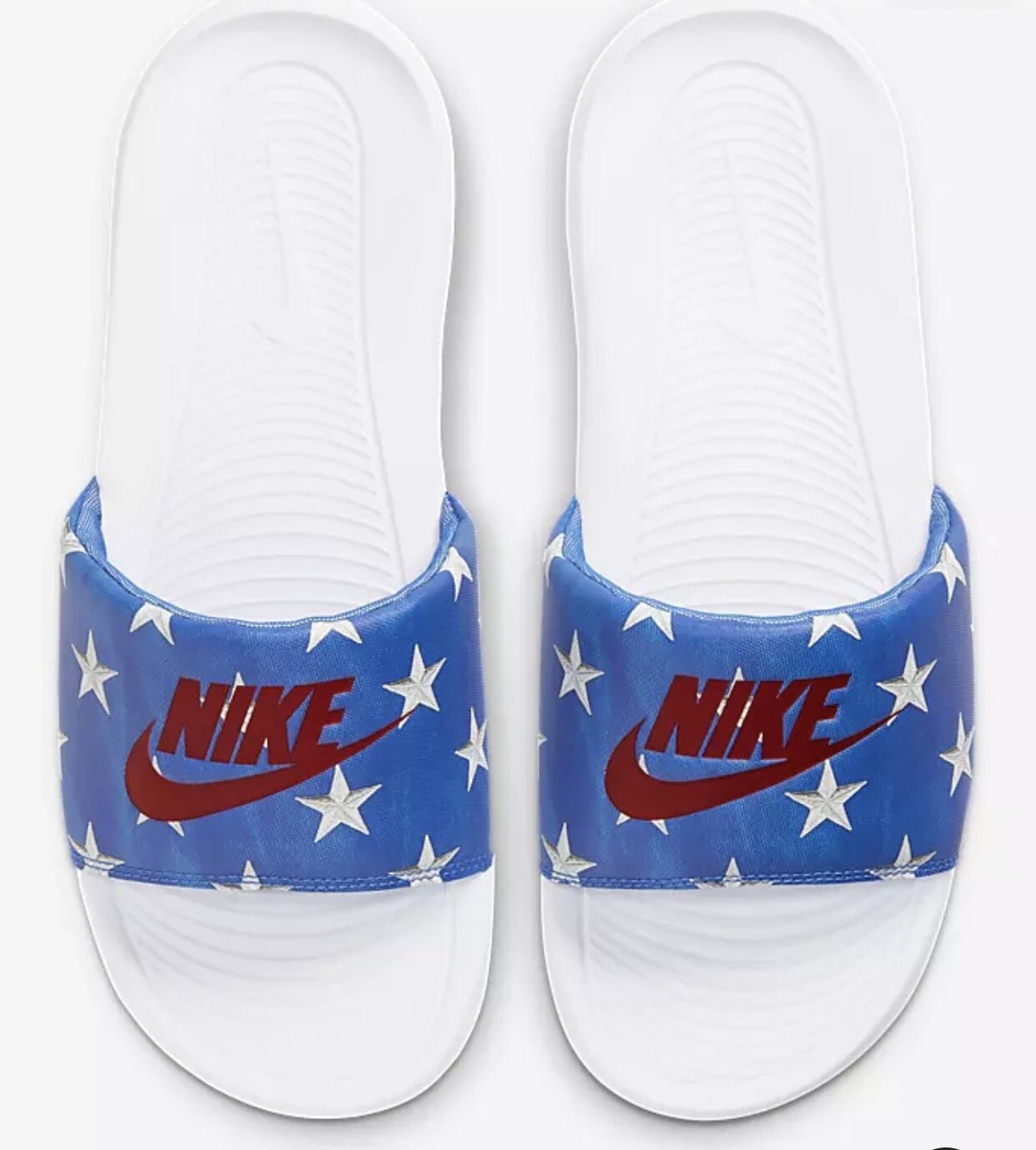 Red White Blue Patriotic USA Nike Star Print Slides,Mens 7, Womens 8.5 Nike Slides Benassi Red White Blue Patriotic | Mercari main image 3