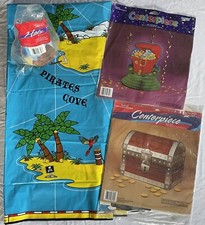 PIRATES Birthday Party Supplies Centerpiece Map Tablecloth TREASURE CHEST Hat