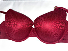 VICTORIA SECRET PINK BRA 36DD Wear Everywhere Lightly Lined Tshirt Lace Burgundy