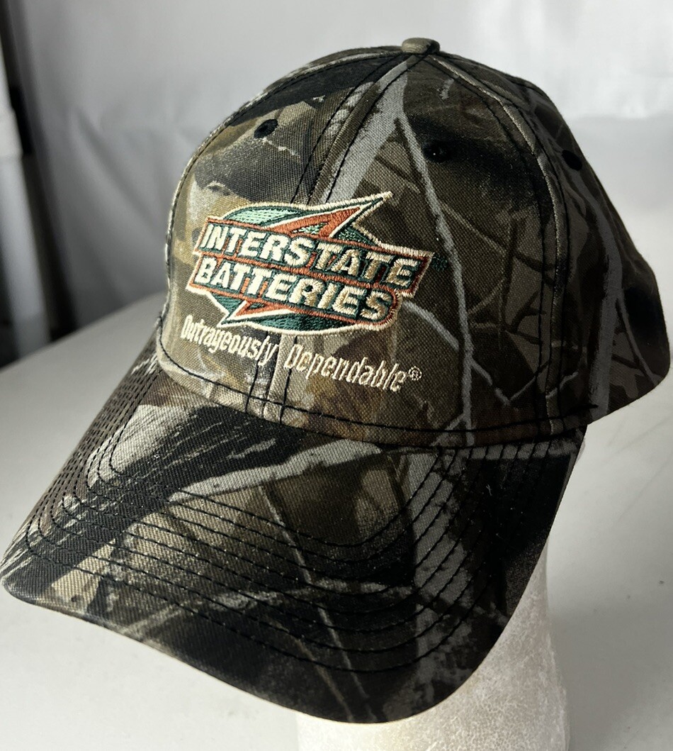 INTERSTATE BATTERIES Hat Cap Snapback Camouflage Spellout Logo Hunting Stitched-image