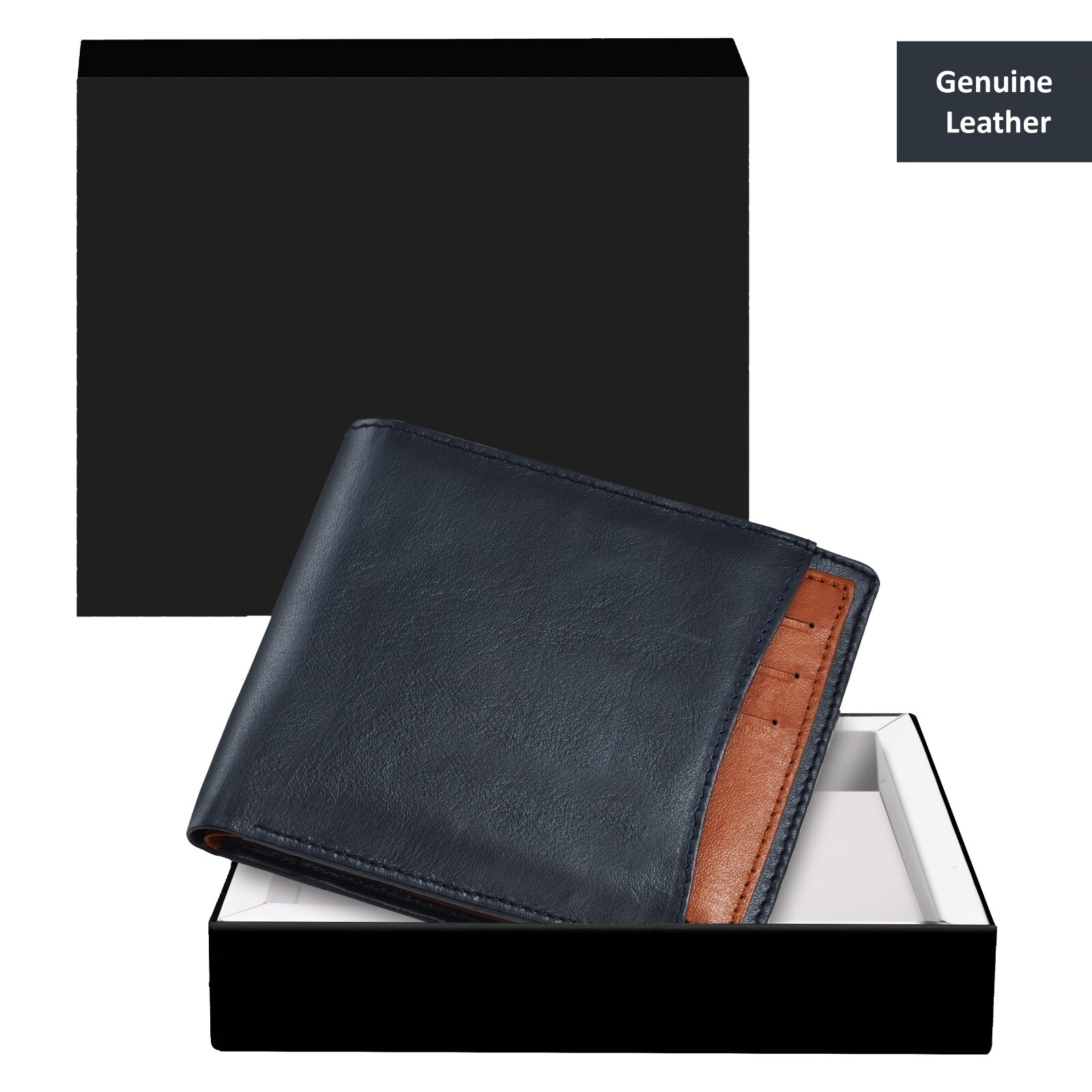 Men's Brown Genuine Leather Bi-Fold Wallet with Removable Card Holder  -image