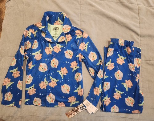 Star Wars Mandalorian Baby Yoda Boy's 10 Flannel Pajamas PJ's 2 PC Disney NEW - Picture 9 of 9