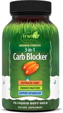 Irwin Naturals Maximum Strength 3-in-1 Carb Blocker Neutralize Carboh. 75 Sgels