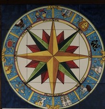 Pannello Decorato A Mano 80x80 Rosa Dei Venti Piastrelle ceramica Vietri