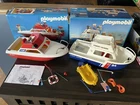 VTG 90s Playmobil Coast Guard 3599 & Cabin Cruiser Fishing Boat 3498 Part Lot