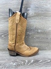 Old West Kids Youth Size 12.5 Brown Leather Snip Toe Western Cowboy Boots