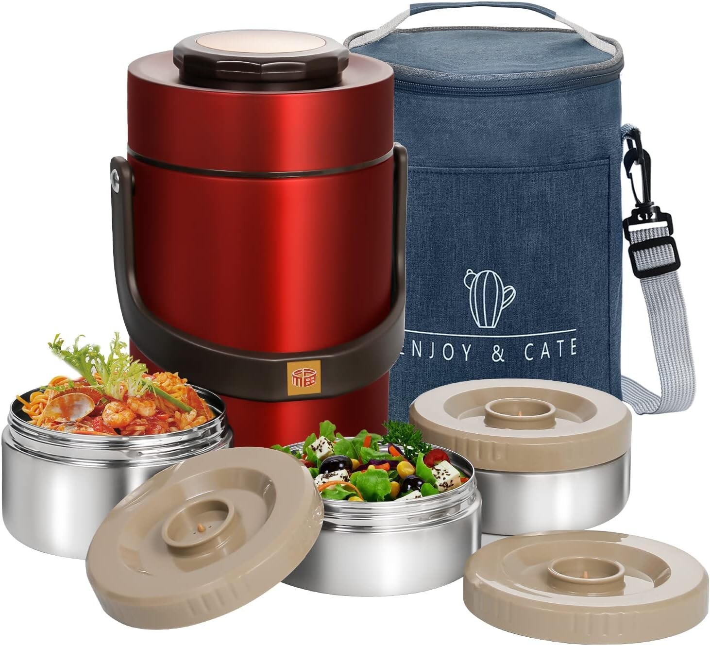 & Lunch Bag &ndash; Stylish & Stackable Red Set-
