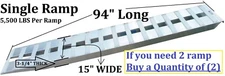 94" X 15"X3.25_5,000 LBS ALUMINUM TRAILER RAMP_Car_Auto_Truck Hook end knife end