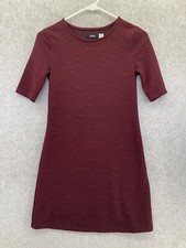 BDG Women's T Shirt Dress Solid Burgundy Red Size XS Short Sleeve Textured