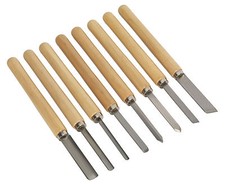 Sealey 8 Piece Lathe Wood Turning/Woodworking Carving Chisel Set + Case AK60/8