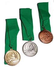 Brand New! Alpine Podium Ski Award Medals Ski Racer Medal w/GreenRibbon 