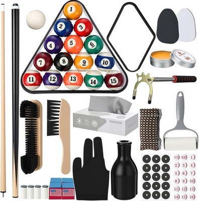 Vinsot 100 Pieces Pool Table Accessories 16 Balls 2 Cues