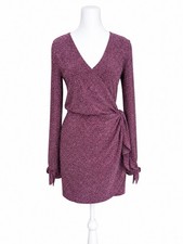 Show Me Your Mumu Kimora Mini Dress S Pink Shimmy Shine Metallic Wrap NWT
