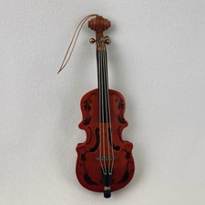 Wooden Violin Cello Decorative Holiday Christmas Ornament 7.5" Gift Music VTG