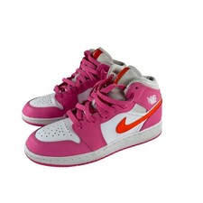Nike Air Jordan 1 Mid GS Pink Orange White Sneakers Sz 5.5 Y Streetwear Retro