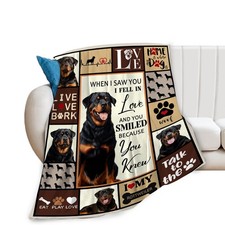 Rottweiler Dog Throw Blanket Cozy Fleece Flannel Plush Couch Bed 50x40 Inch