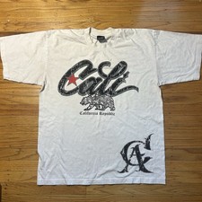 Pro Tag Heavy Wear Made in USA California Republic Bear Graphic Tee White XL