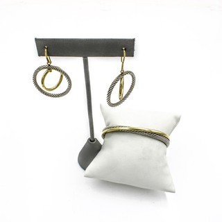 David Yurman 18K Gold Sterling Cable Crossover Cuff Earrings Lot of 2 #S5627 2