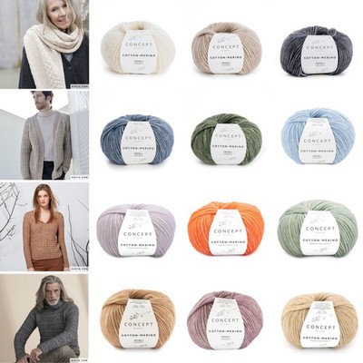 Concept by Katia COTTON-MERINO Baumwolle/Schurwolle 50 g/100m Nd 4,5-5,0