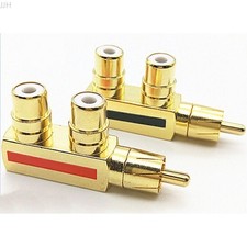 2x Premium Cinch Kupplung Splitter Y-Adapter RCA Kabel Vergoldet Metall