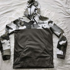 Nike Fleece Hoodie Men's Size Medium Green Camo Pullover Sweatshirt Dri-Fit