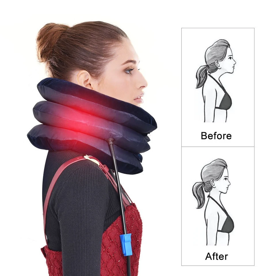 Cervical Neck Traction Device Collar Brace Support Pain Relife Stretcher Therapy - Image 3 of 4
