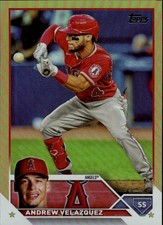 2023 Topps Andrew Velazquez #605 Gold Foil Los Angeles Angels 25J