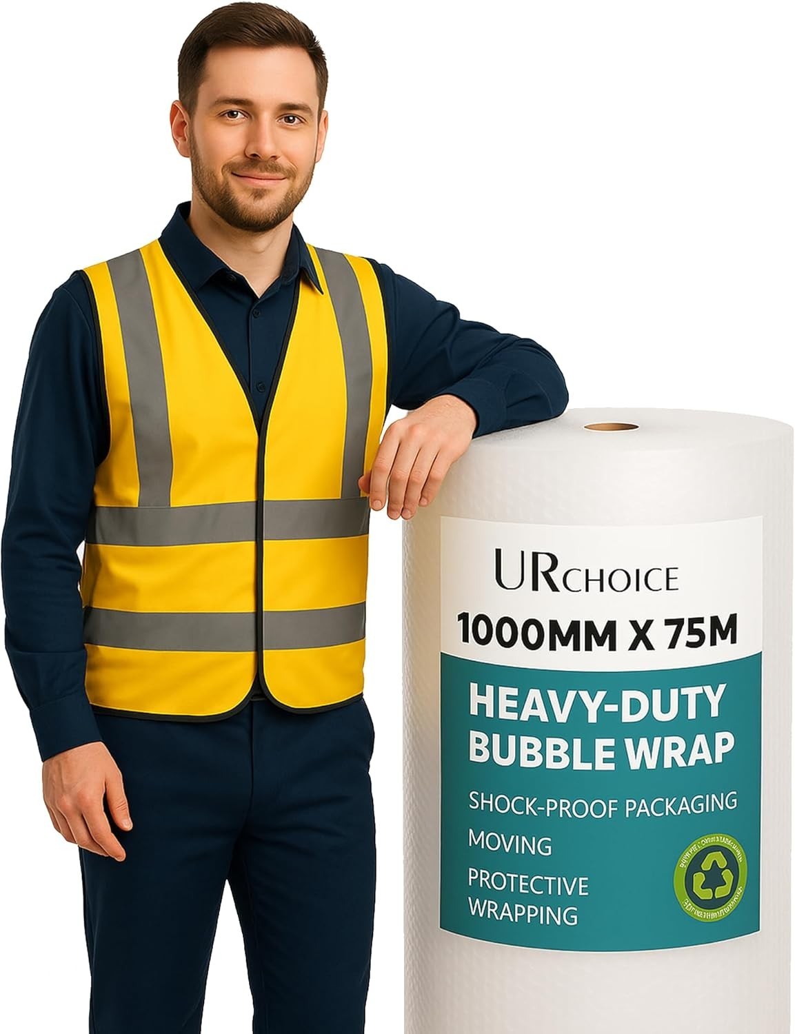 Bubble Wrap Roll 1000 mm x 75 m Small Bubble Packaging Roll, Thick Recyclable Po