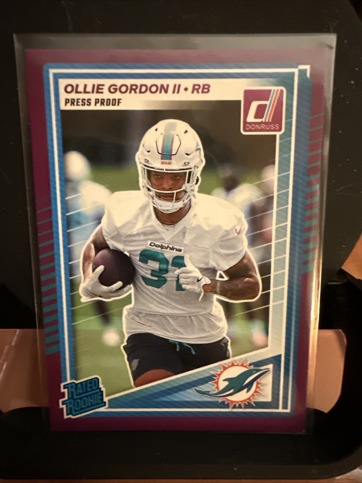 2025 Panini Donruss Football Ollie Gordon Purple Press Proof Rated Rookie