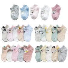 5 Pairs/lot 0 to 7 Years Spring Summer Thin Mesh Socks For Girls Boys Cute Anima