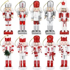 10pcs Christmas Nutcracker Decors - Wooden Nutcracker Ornaments Christmas Han...