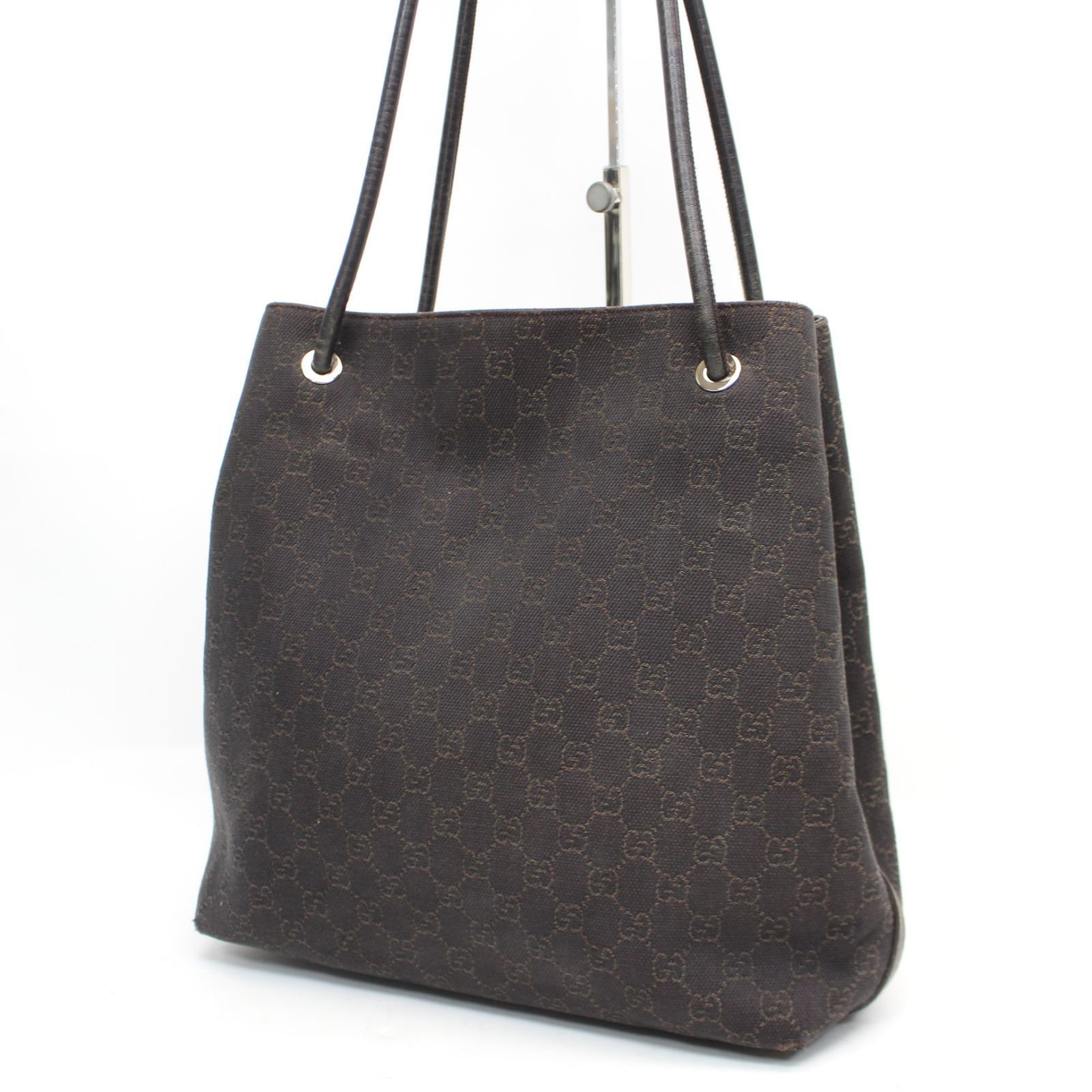 GUCCI GG Canvas Dark Brown Shoulder Tote Bag 152279