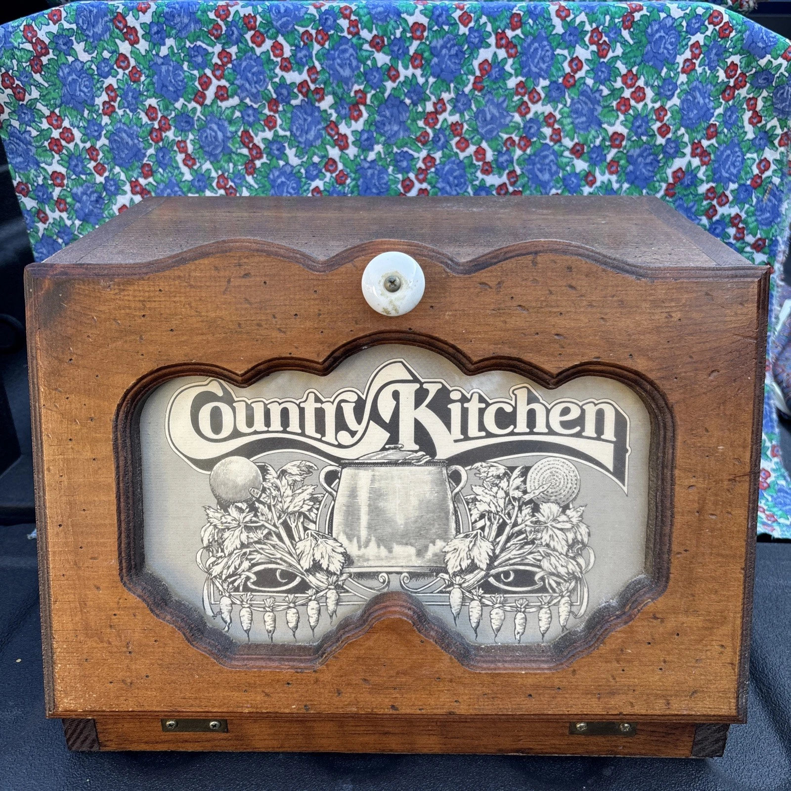Vtg Retro MCM Country Farmhouse Wooden Kitchen Counter Large Bread Storage Box